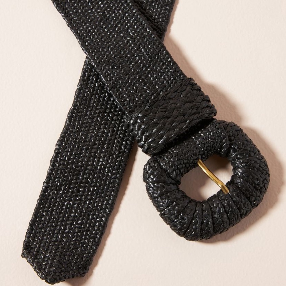 Raffia stretch belt | Anthropologie | Black | M | NWT
